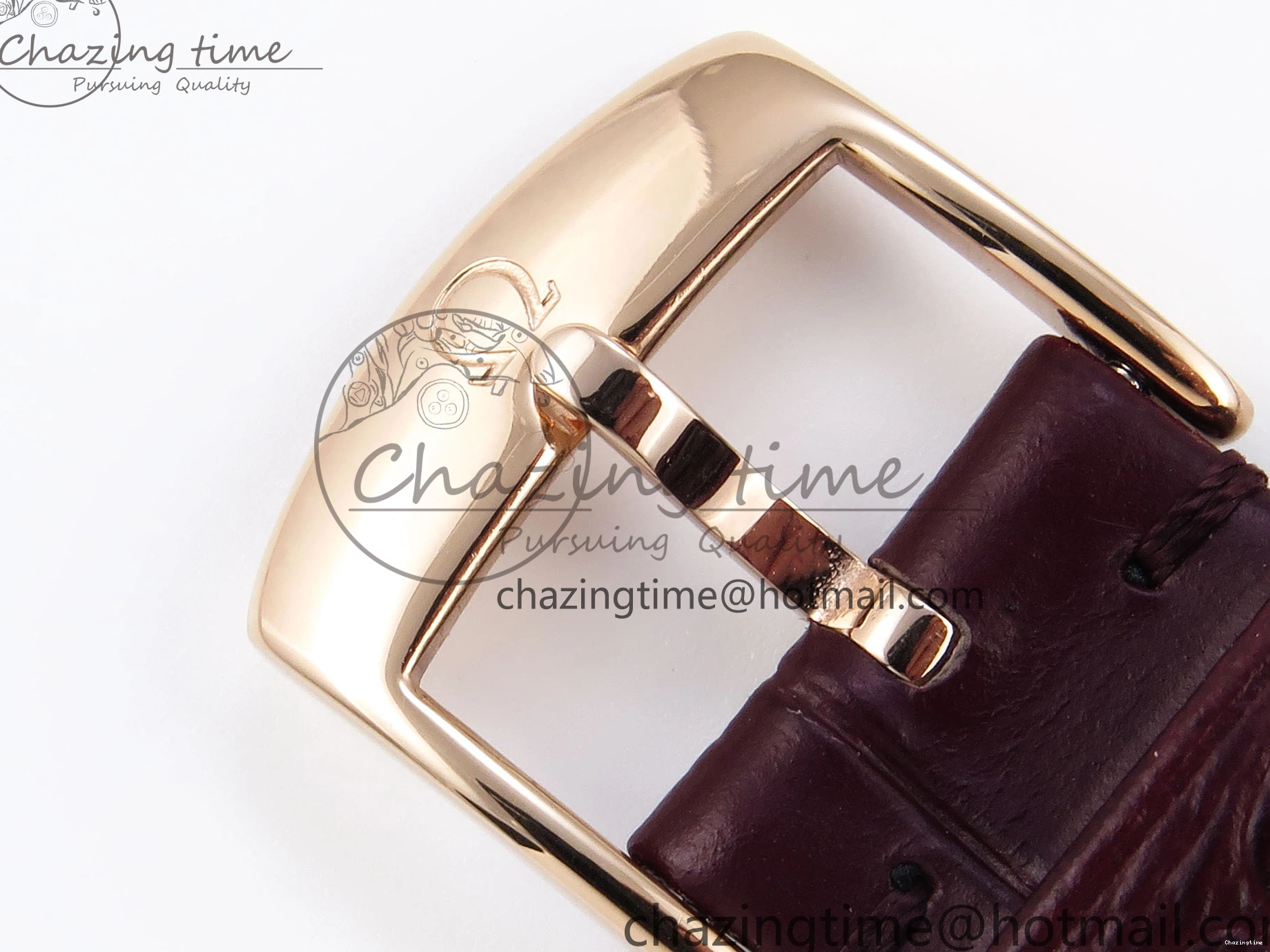 0219 Modern De Ville Date RG MKF 1:1 Best Edition White Textured Dial Roman Marker on Brown Leather Strap A 7752